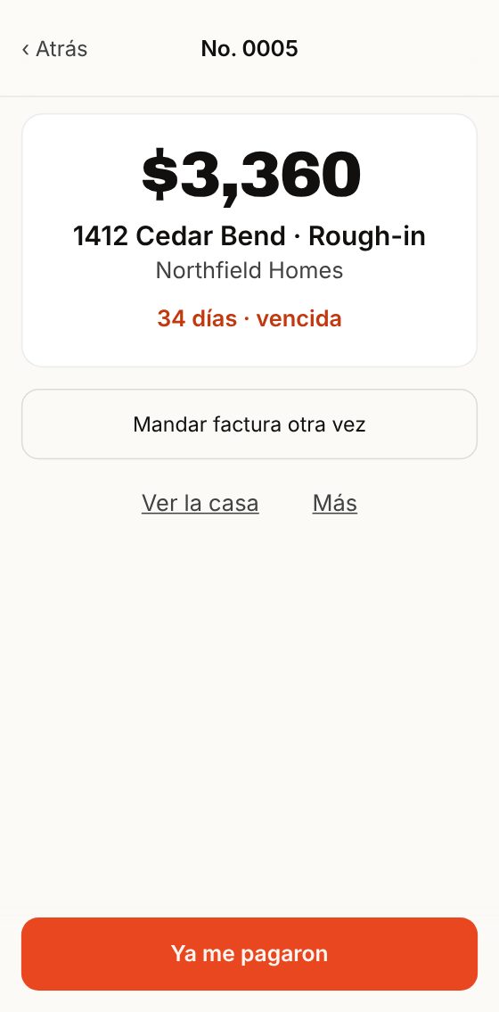 La factura 0005, vencida, con Ya me pagaron.