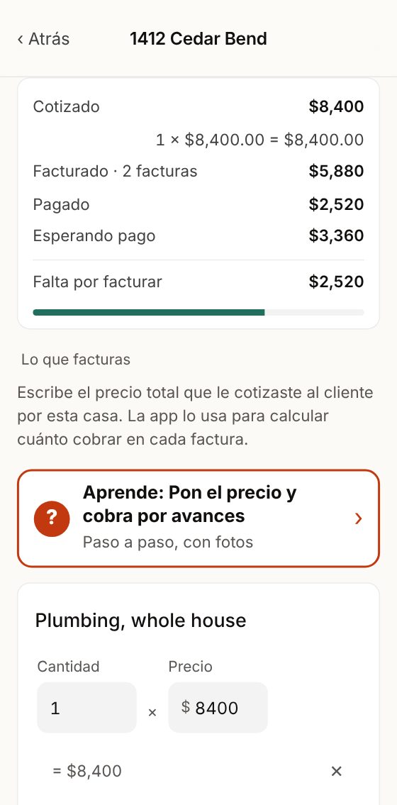 Cotizado $8,400: lo facturado, lo pagado y lo que falta por facturar.